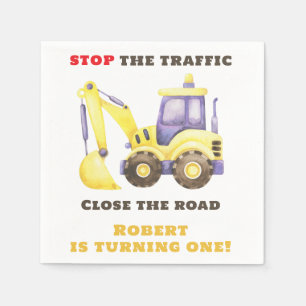 Construction Truck Excavator Birthday Party Napkin