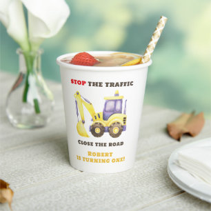 Construction Truck Excavator Birthday Party Paper Cups