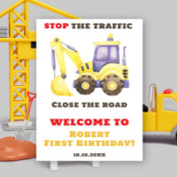 Construction Truck Excavator Birthday Welcome
