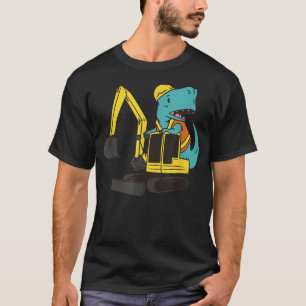 Construction Truck Excavator Concrete Mixer Dinosa T-Shirt