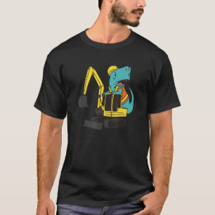 Construction Truck Excavator Concrete Mixer Dinosa T-Shirt