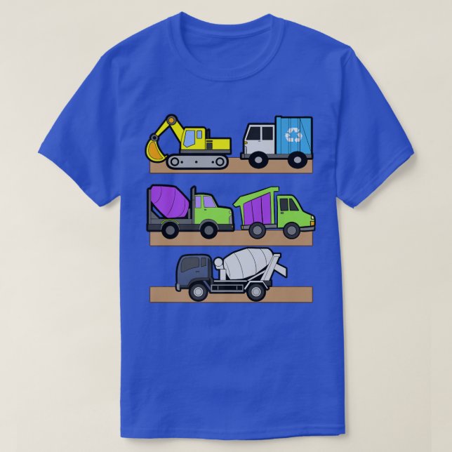 Construction Truck Excavator Concrete Mixer Dump T T-Shirt (Design Front)