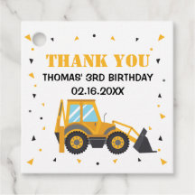 Construction truck excavator thank you tag