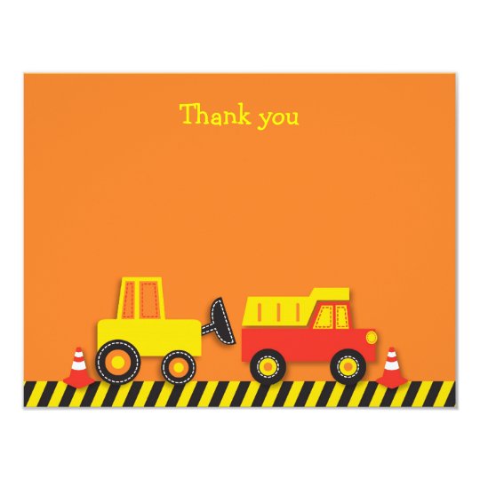 Construction Truck Flat Thank You Note Cards