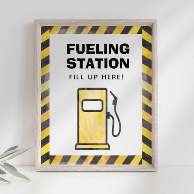 Construction Truck Fuelling Station Party Sign (Creator Uploaded)