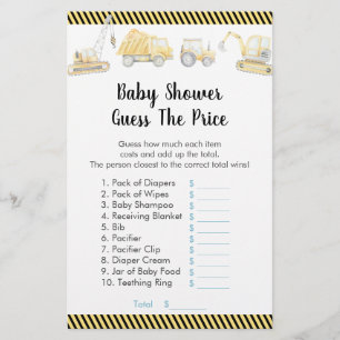 Construction Truck Guess The Price Shower Game