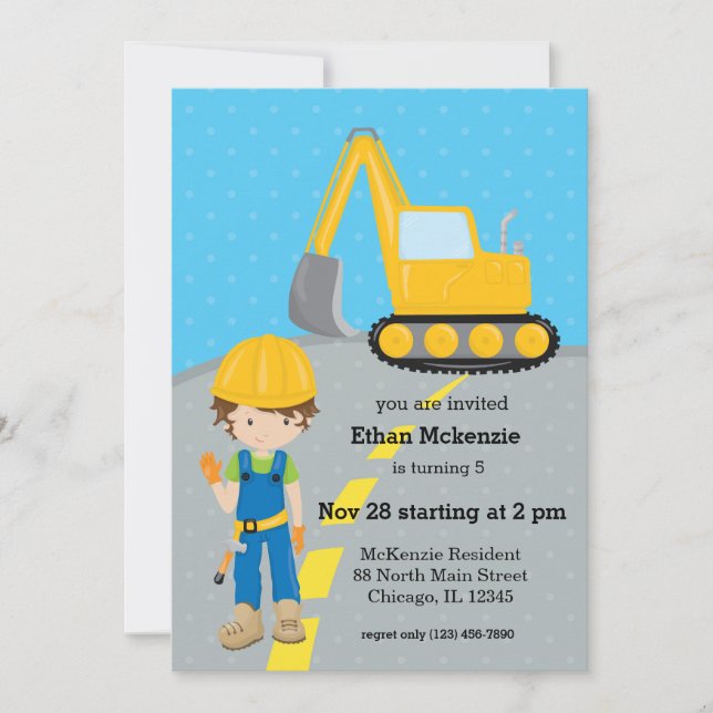 Construction truck invitation (Front)