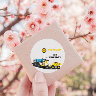 Construction truck kid's back to school water classic round sticker