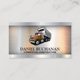 Construction Truck Logo   Metallic  Business Card