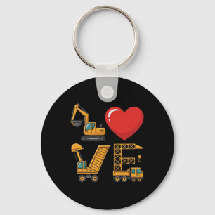 Construction Truck Love Excavator Dump Truck Crane Key Ring
