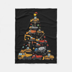 Construction Truck Lover Christmas Tree Cute Xmas  Fleece Blanket