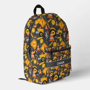 Construction Truck Roadworks Printed Backpack
