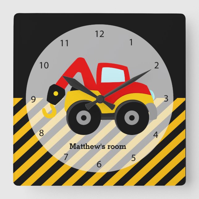 Construction Truck Square Wall Clock (Front)