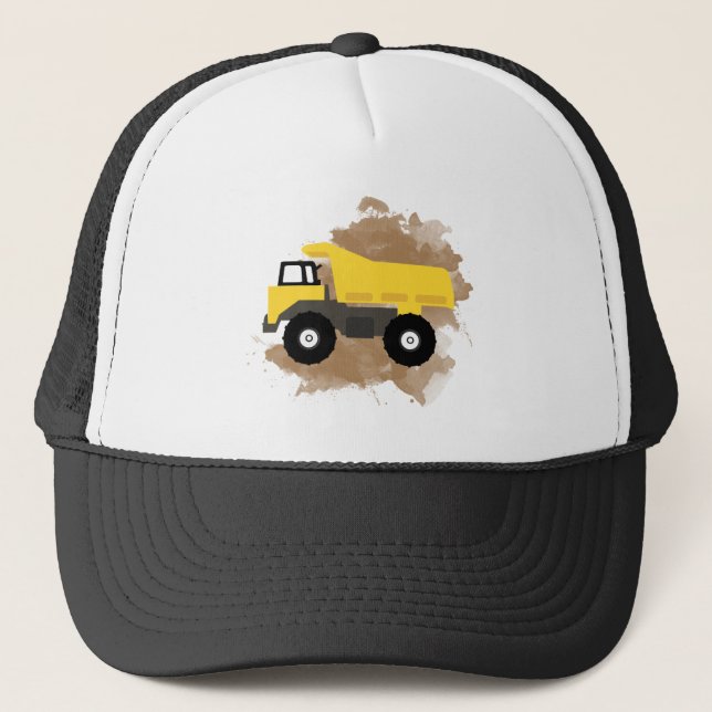 Construction Truck Vehicle Mud Watercolor Trucker Hat (Front)