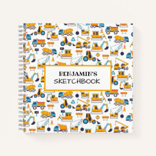 Construction Truck Vehicle Personalised Sketchbook Notebook