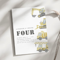 Construction Truck Vehicles Boys 4th Birthday