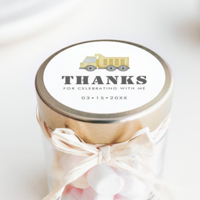 Construction Truck Vehicles Boys Birthday Classic Round Sticker (Creator Uploaded)