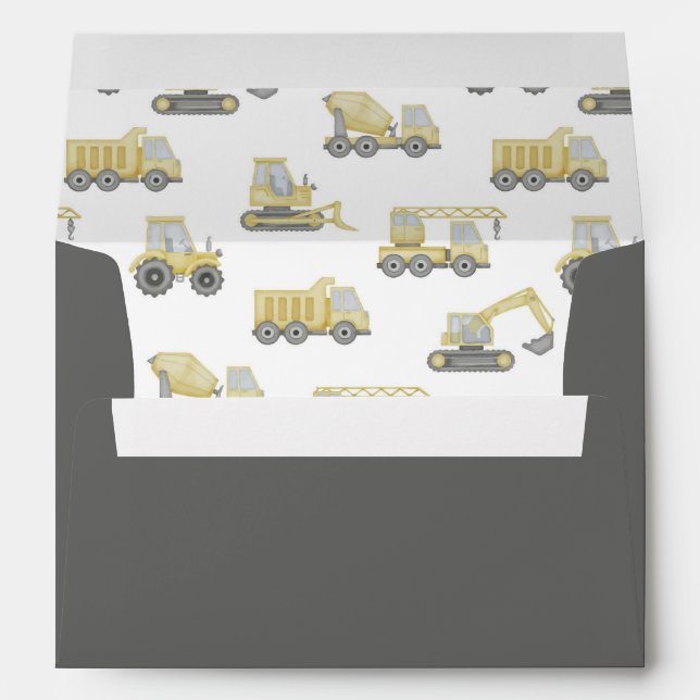Construction Truck Vehicles Boys Birthday Envelope (Back (Bottom))