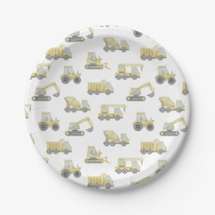 Construction Truck Vehicles Boys Birthday Party Paper Plate