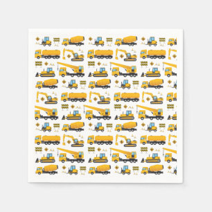 Construction Truck Vehicles Pattern Party Decor Napkin