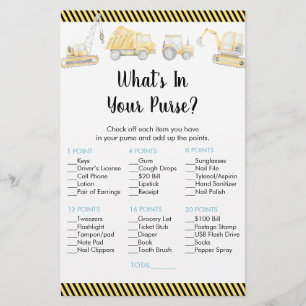 Construction Truck What's In Your Purse Game