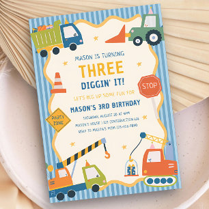 Construction Trucks 1st 2nd 3rd 4th Birthday Invitation