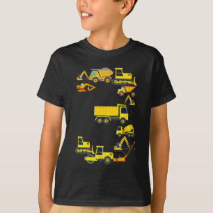 Construction Trucks 3rd Birthday 3 Year Old Boys T-Shirt