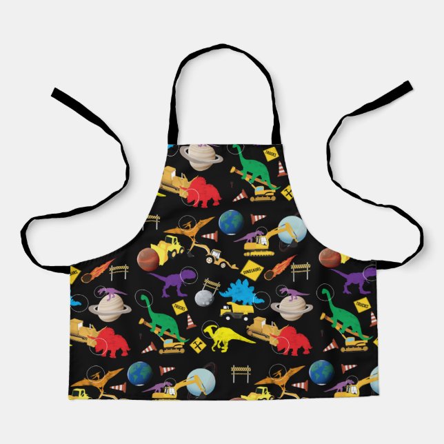 Construction Trucks Astronaut Dinosaurs in Space  Apron (Front)