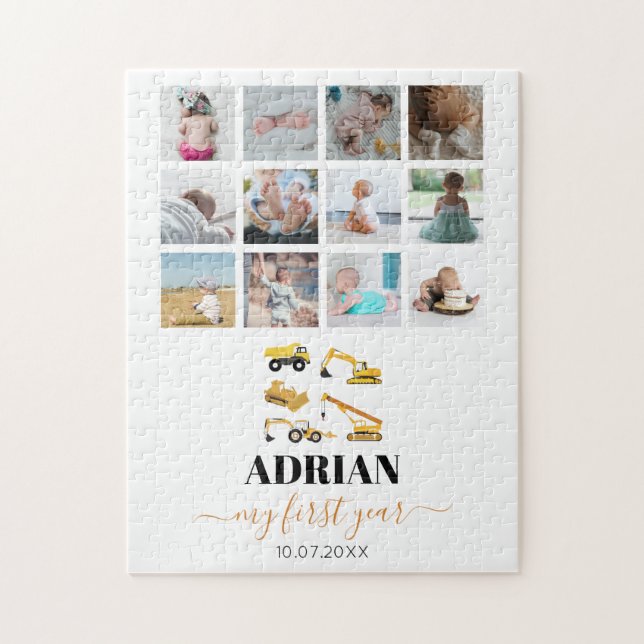 Construction Trucks Baby First Year Photo Collage  Jigsaw Puzzle (Vertical)