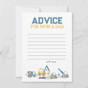 Construction Trucks, Baby Shower Advice for Mum Card