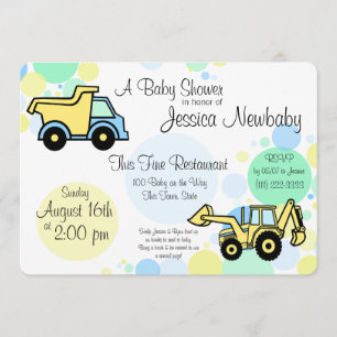 Construction Trucks Baby Shower Invitation