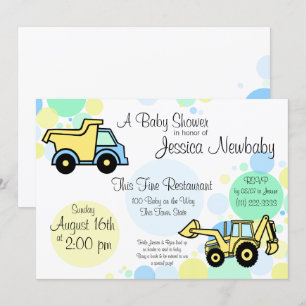 Construction Trucks Baby Shower Invitation