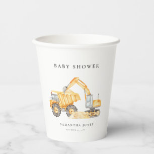 Construction Trucks Baby Shower Paper Cups