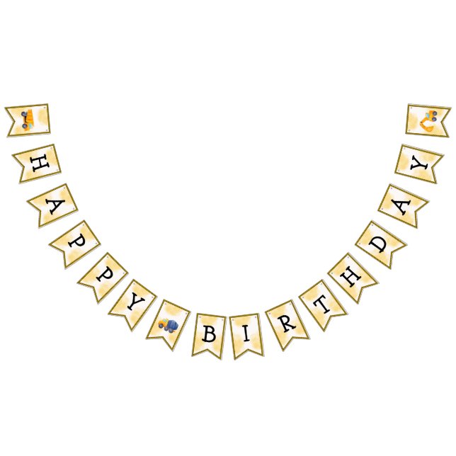 Construction Trucks Birthday Banner (All)