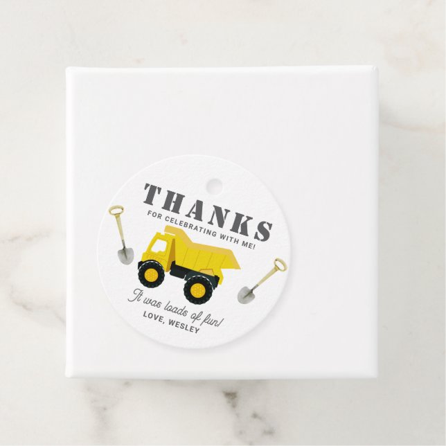 Construction Trucks Birthday Favour Tags (In Situ)
