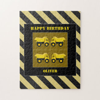 Construction Trucks Birthday Jigsaw Puzzle