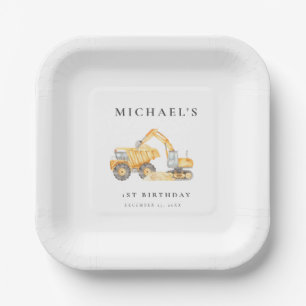 Construction Trucks Birthday Paper Plates