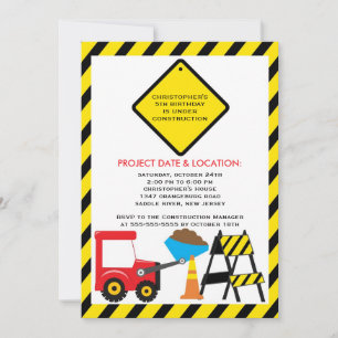 Construction trucks Birthday Party for boys Invitation