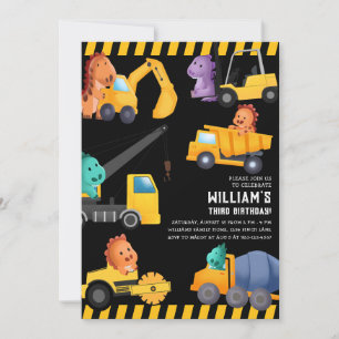 Construction Trucks Birthday Party Invitation