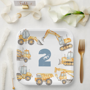 Construction Trucks Birthday Party Paper Plate
