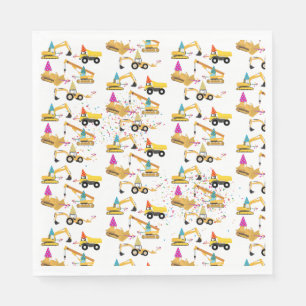 Construction Trucks Birthday Party Pattern  Napkin