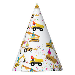 Construction Trucks Birthday Party Pattern Party Hat