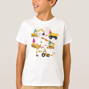 Construction Trucks Birthday Party Pattern T-Shirt