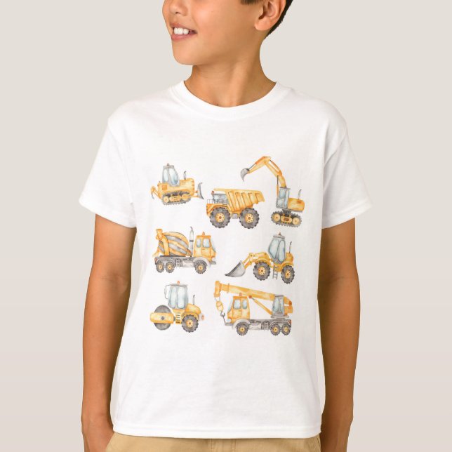 Construction Trucks Birthday Party T-Shirt (Front)