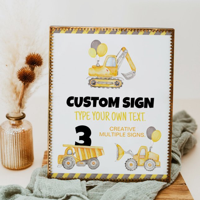 Construction Trucks Birthday Party Table Sign (Creator Uploaded)