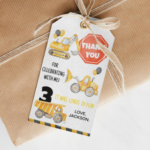 Construction Trucks Birthday Party Thank You Tag