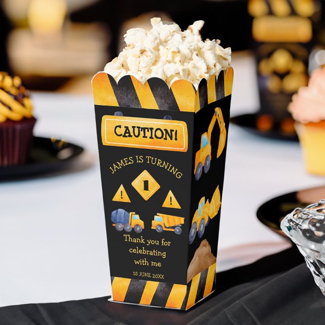 Construction trucks boys birthday party  favour box (Construction trucks boys birthday party popcorn favor boxes monogrammed personalized favor box )