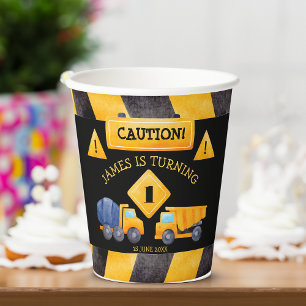 Construction trucks boys birthday party  paper cups