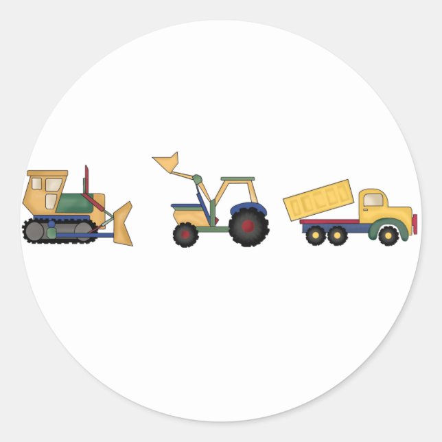 Construction Trucks Classic Round Sticker (Front)