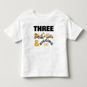 Construction Trucks Digging it Birthday Toddler T-Shirt